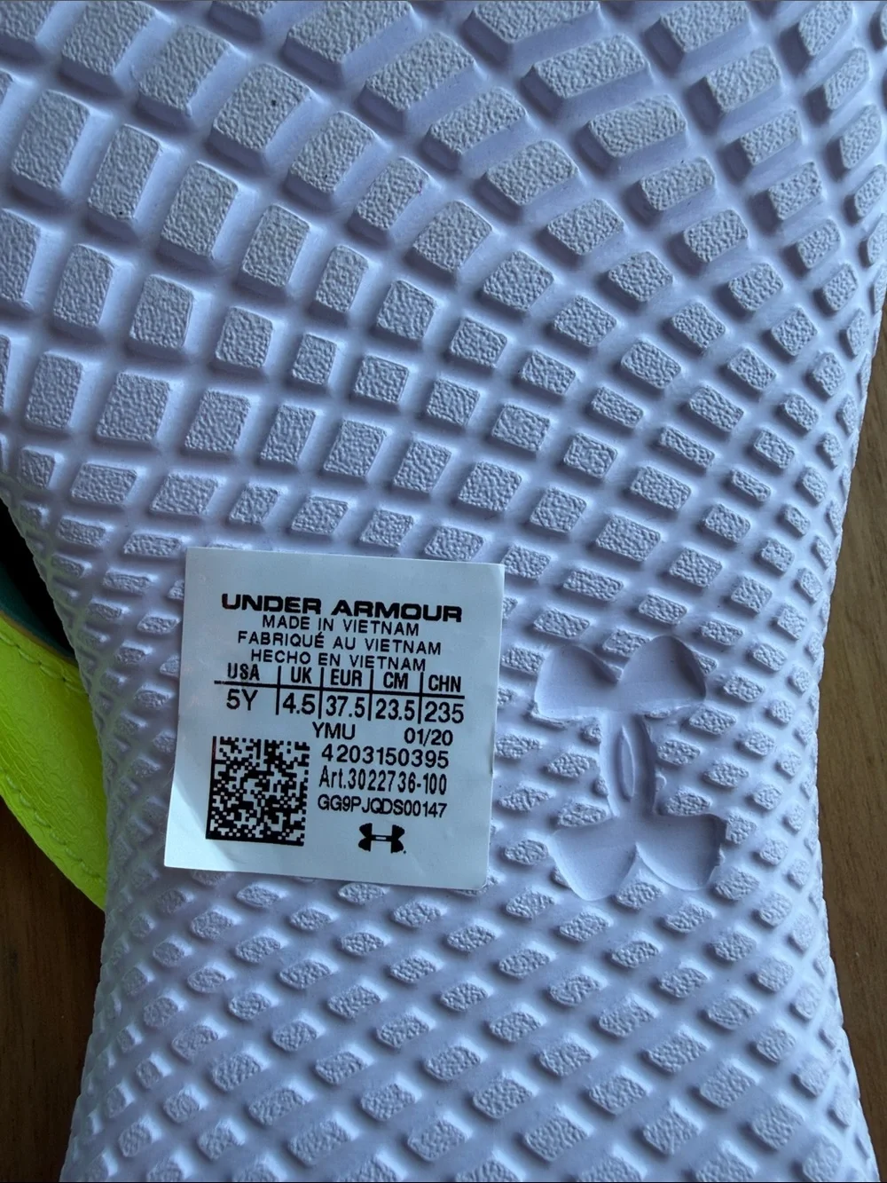 Under Armour Kids Teal and Neon Yellow Foam Thong Sandals
